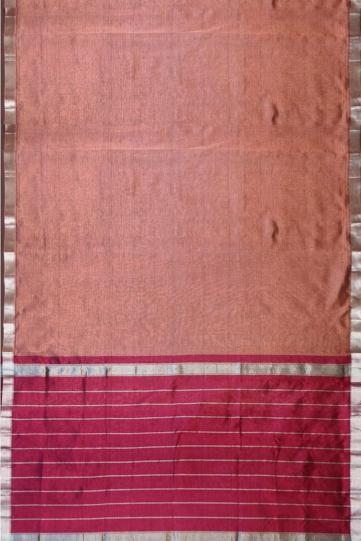 Mangalgiri silk cotton saree in snuff colour with silver border