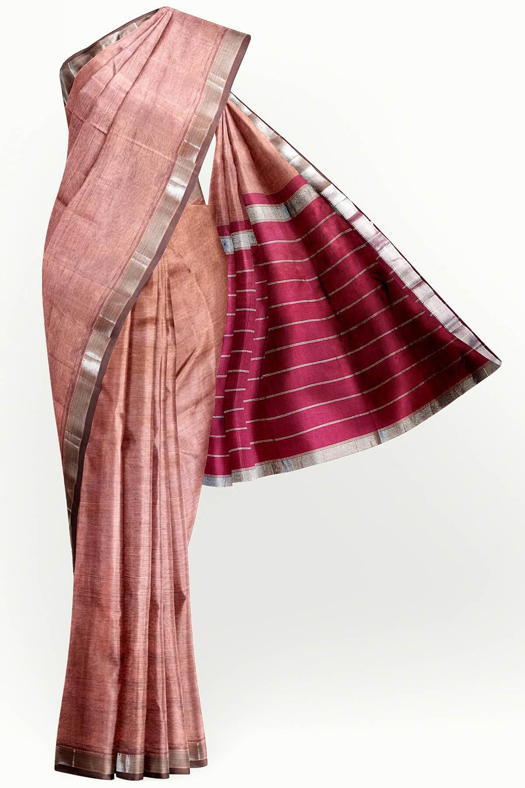 Mangalgiri silk cotton saree in snuff colour with silver border
