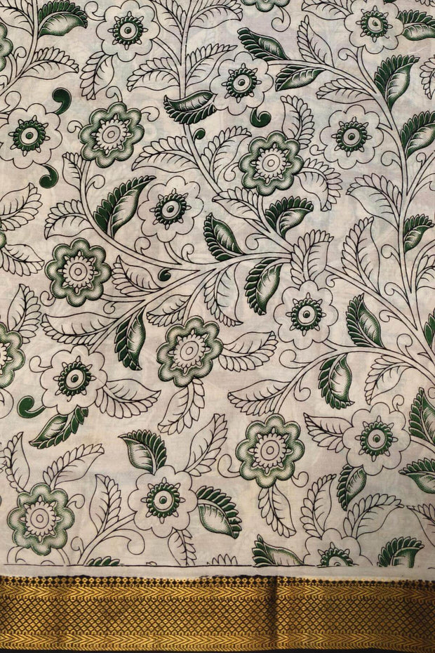 Mangalgiri silk cotton saree in maroon in kalamkari print
