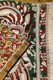 Mangalgiri silk cotton saree in maroon in kalamkari print