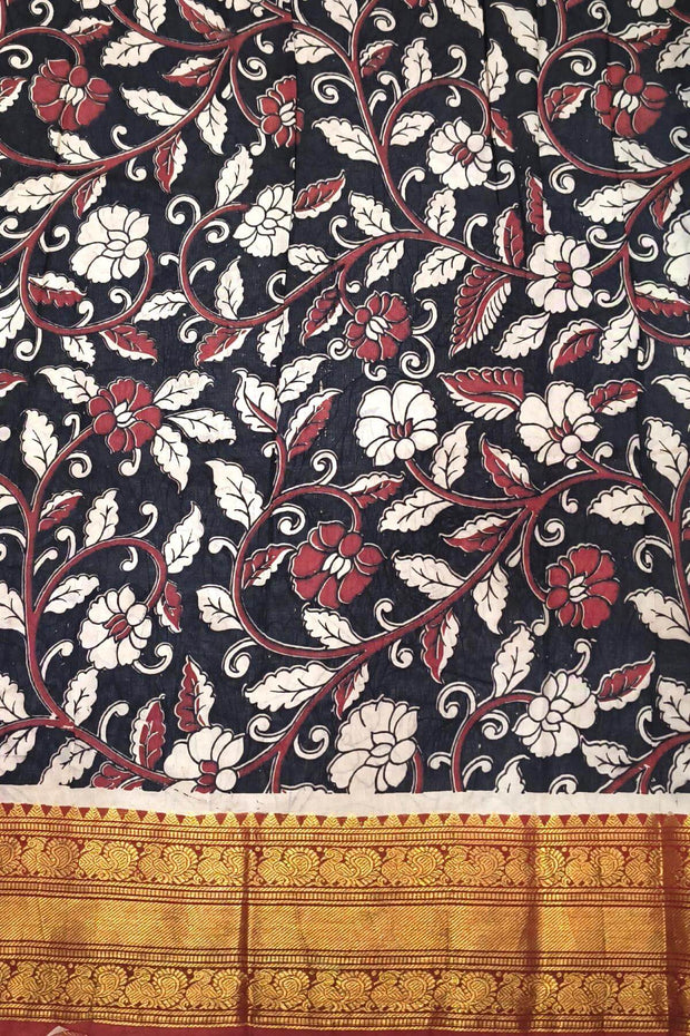 Mangalgiri silk cotton saree in  off white  in kalamkari print