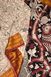 Mangalgiri silk cotton saree in  off white  in kalamkari print