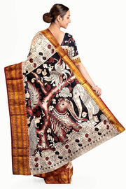 Mangalgiri silk cotton saree in  off white  in kalamkari print