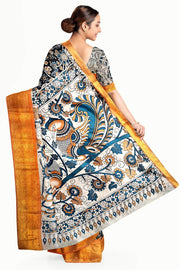 Mangalgiri silk cotton saree in  black  in kalamkari print