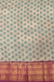 Mangalgiri silk cotton saree in  peacock blue  in kalamkari print