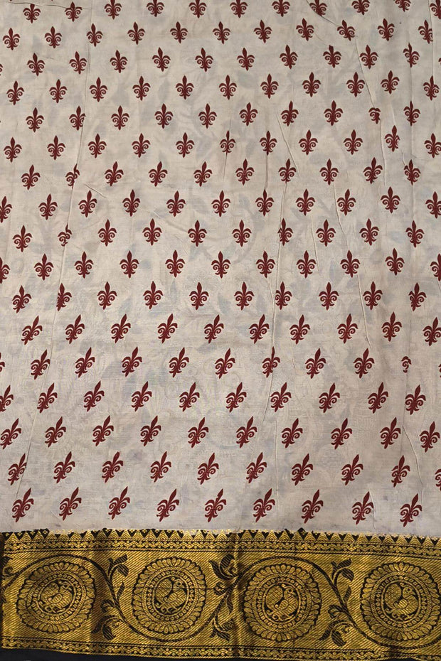 Mangalgiri silk cotton saree in  off white  in kalamkari print