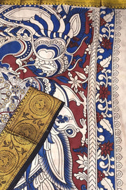 Mangalgiri silk cotton saree in  off white  in kalamkari print