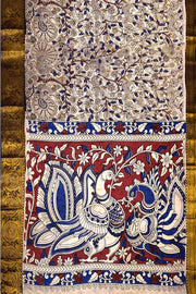 Mangalgiri silk cotton saree in  off white  in kalamkari print