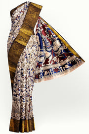 Mangalgiri silk cotton saree in  off white  in kalamkari print