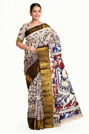 Mangalgiri silk cotton saree in  off white  in kalamkari print