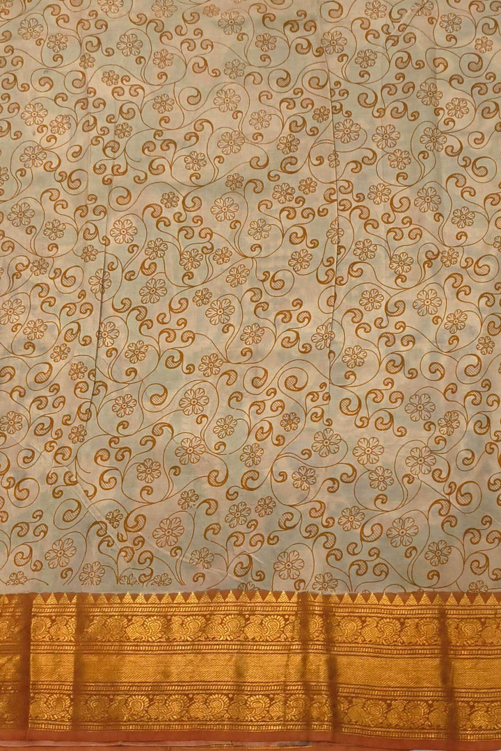 Mangalgiri silk cotton saree in  green  in kalamkari print