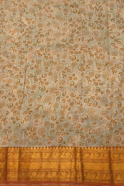 Mangalgiri silk cotton saree in  green  in kalamkari print
