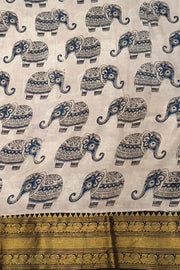 Mangalgiri silk cotton saree in  maron  in kalamkari print