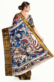 Mangalgiri silk cotton saree in  maron  in kalamkari print