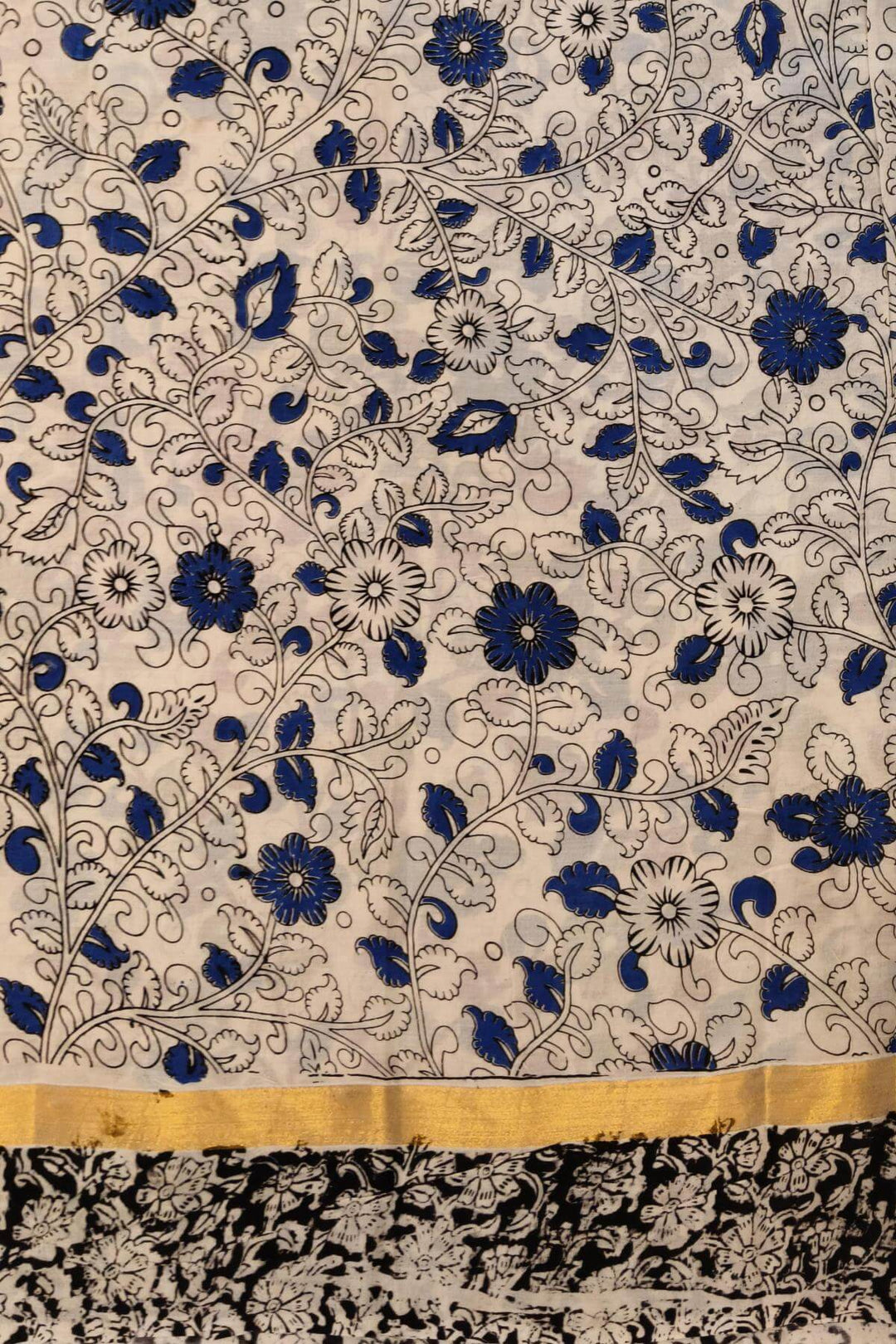 Mangalgiri silk cotton saree in off white  in  kalamkari print