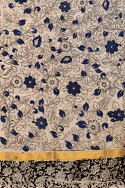 Mangalgiri silk cotton saree in off white  in  kalamkari print