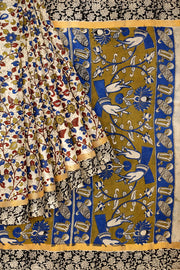 Mangalgiri silk cotton saree in off white  in  kalamkari print