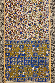 Mangalgiri silk cotton saree in off white  in  kalamkari print