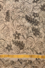 Mangalgiri silk cotton saree in mustard in  kalamkari print