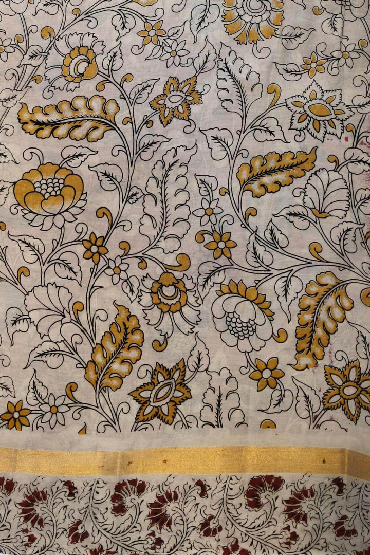 Mangalgiri silk cotton saree in pink in kalamkari print