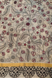 Mangalgiri silk cotton saree in blue  in kalamkari print