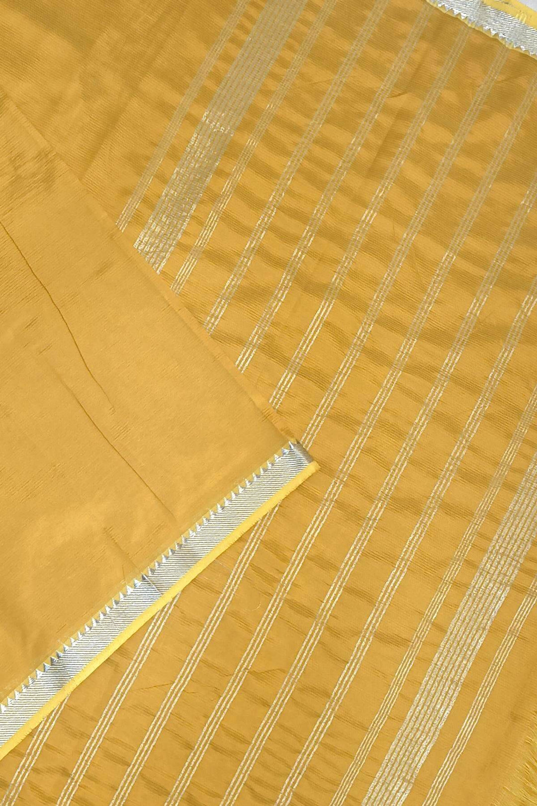 Mangalgiri silk cotton saree in light mustard