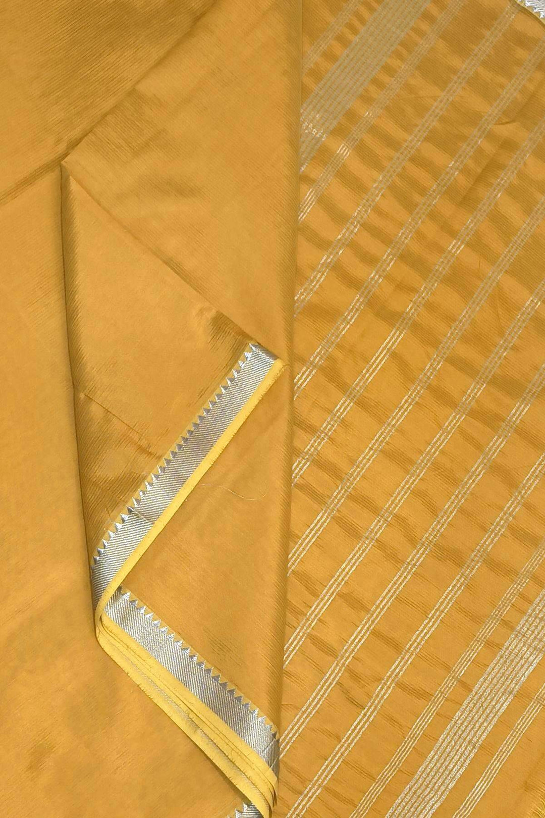 Mangalgiri silk cotton saree in light mustard