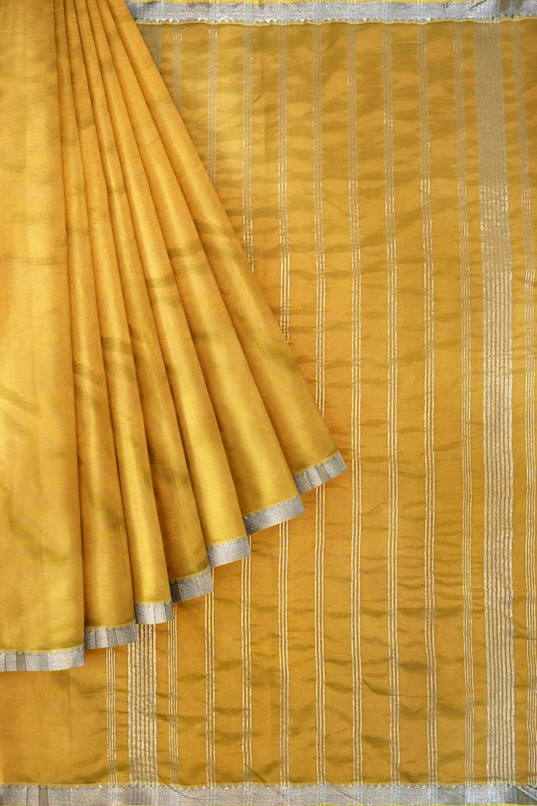 Mangalgiri silk cotton saree in light mustard