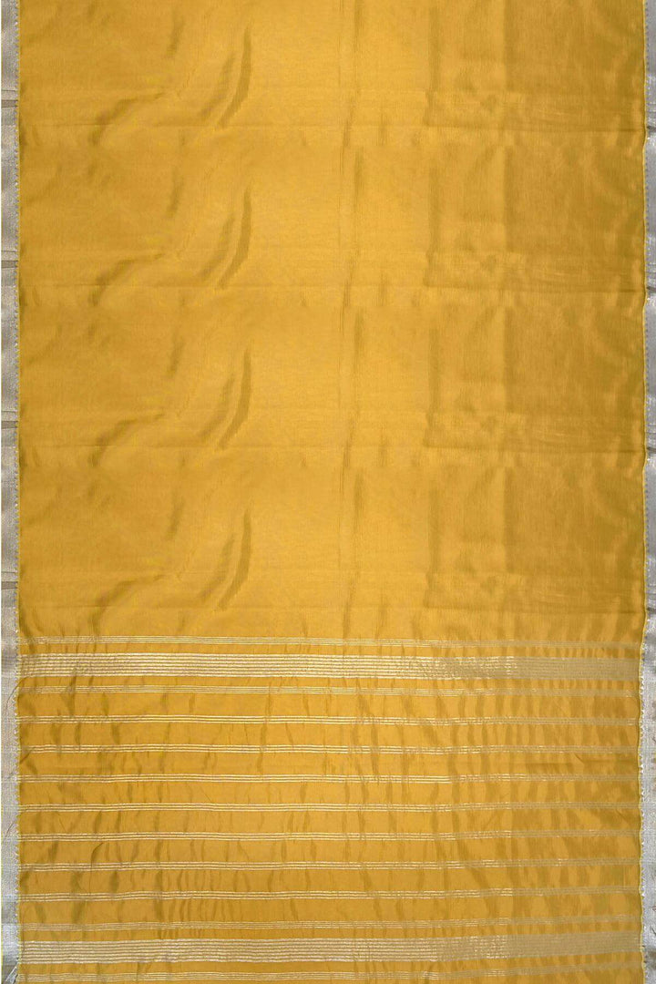Mangalgiri silk cotton saree in light mustard