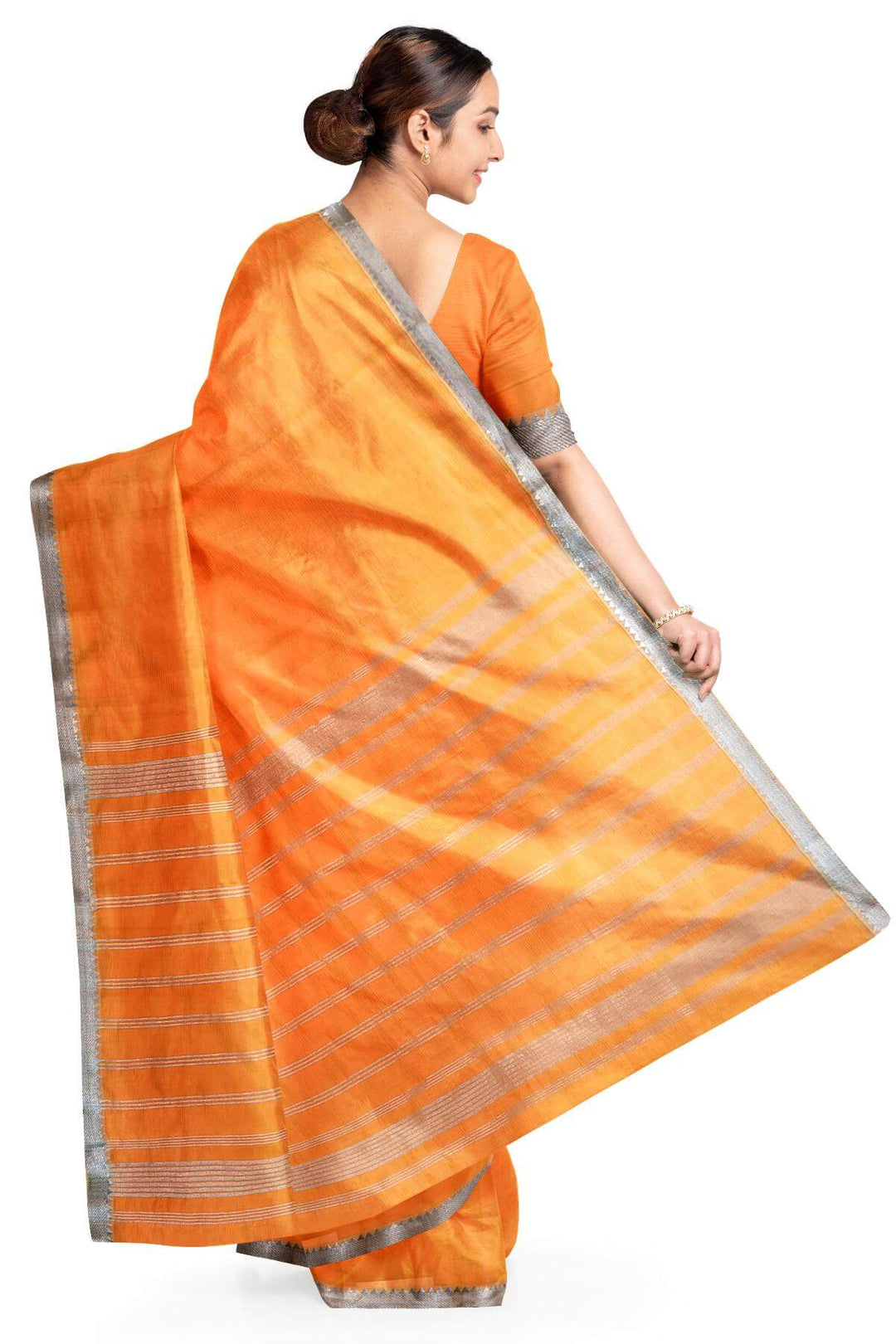 Mangalgiri silk cotton saree in orange