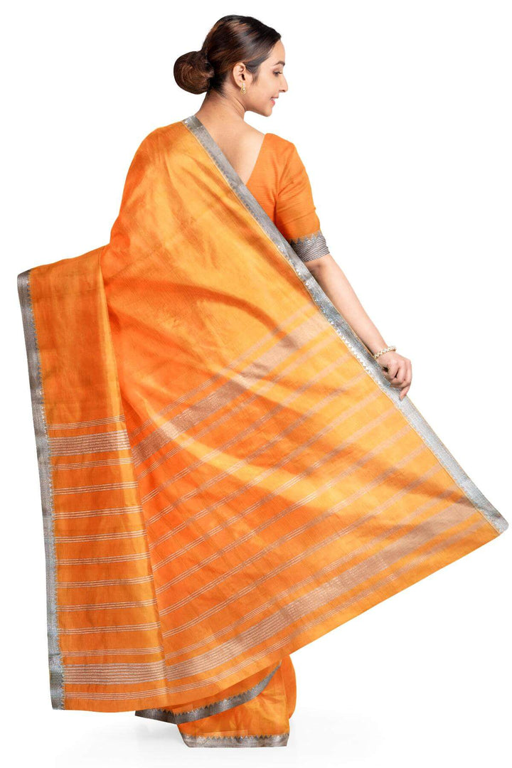 Mangalgiri silk cotton saree in orange
