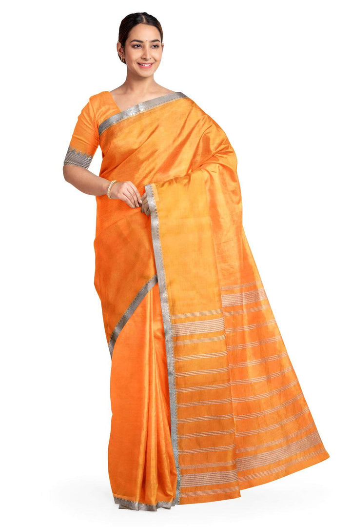 Mangalgiri silk cotton saree in orange