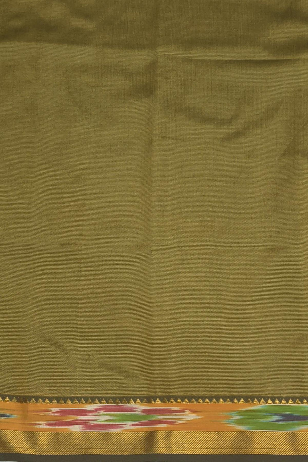 Mangalgiri silk cotton saree in olive green