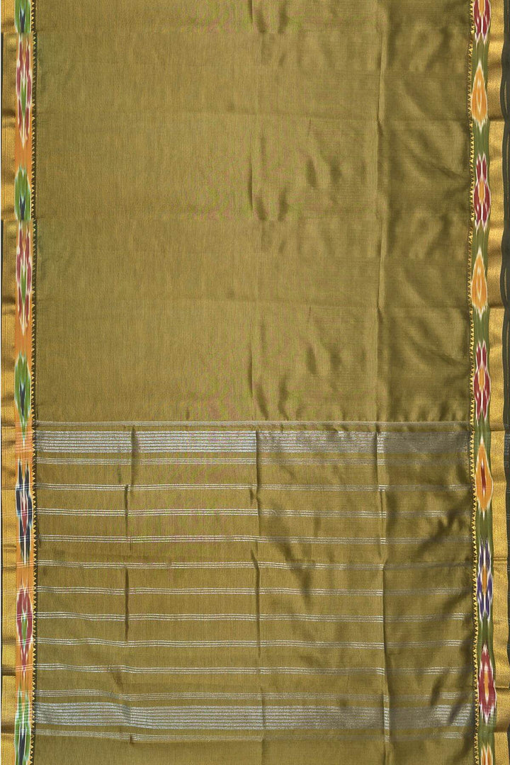 Mangalgiri silk cotton saree in olive green