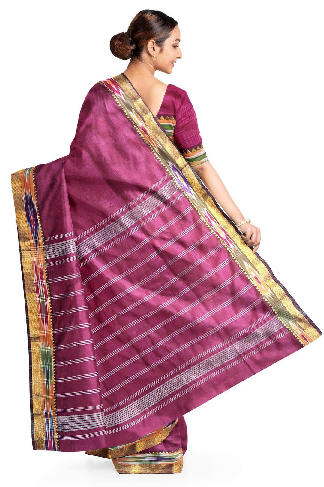 Mangalgiri silk cotton saree in magenta