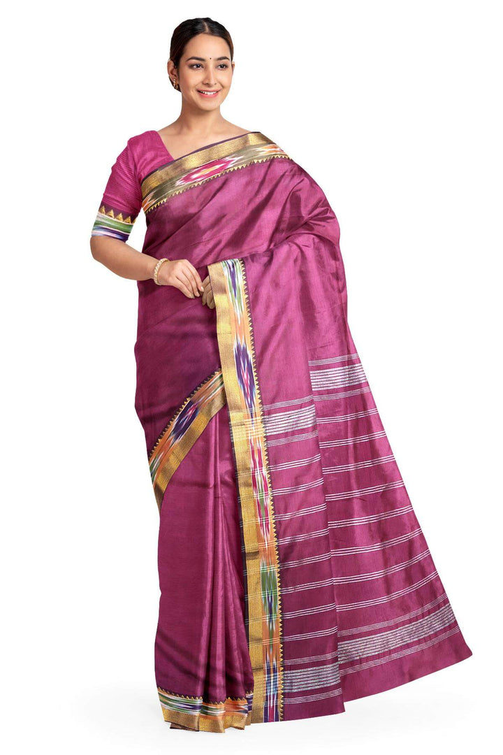 Mangalgiri silk cotton saree in magenta