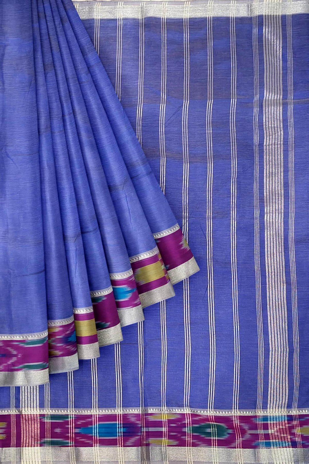 Mangalgiri silk cotton saree in surf blue