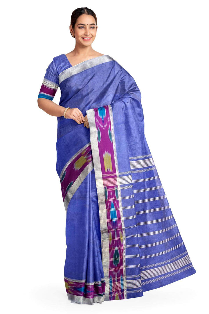Mangalgiri silk cotton saree in surf blue