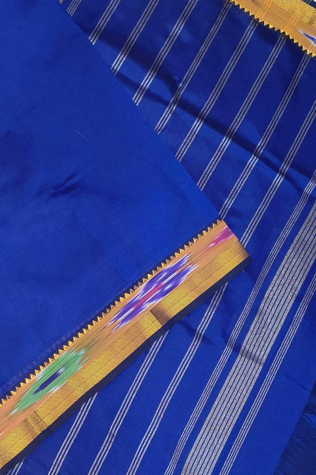 Mangalgiri silk cotton saree in blue