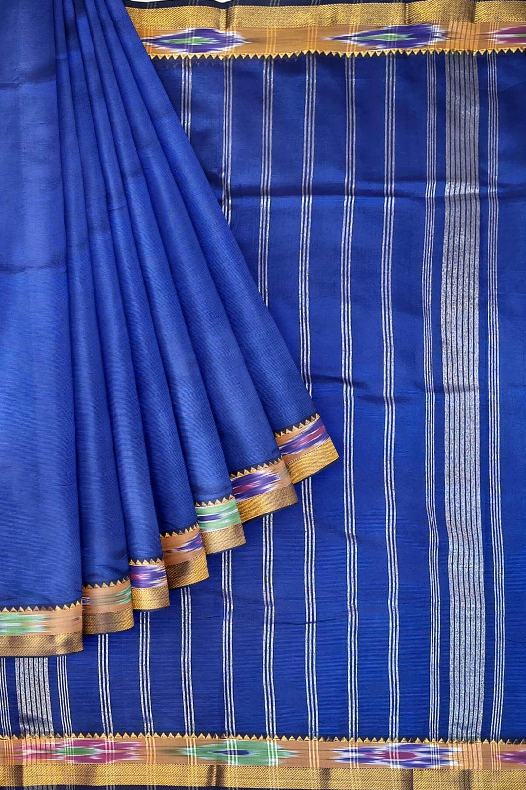 Mangalgiri silk cotton saree in blue