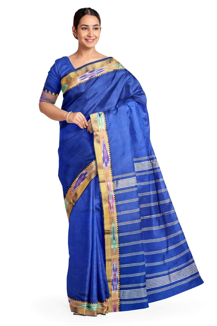 Mangalgiri silk cotton saree in blue
