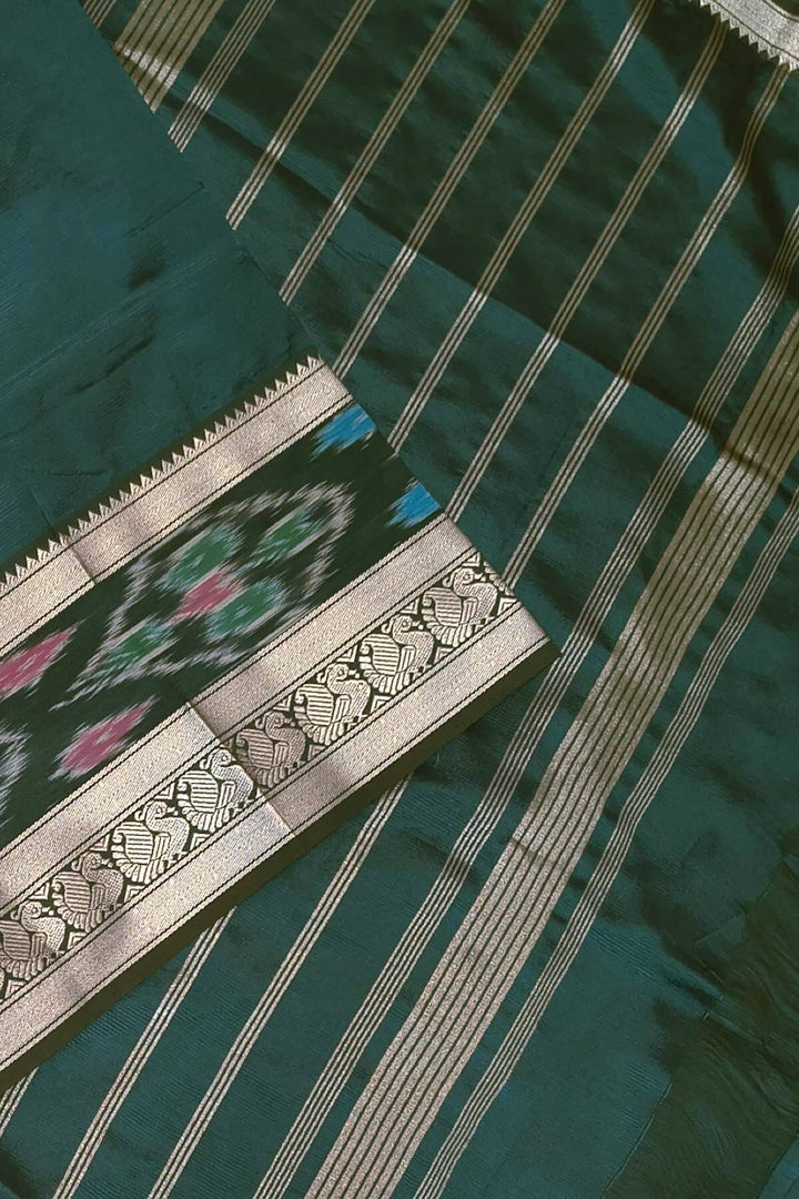 Mangalgiri silk cotton saree in peacock  blue