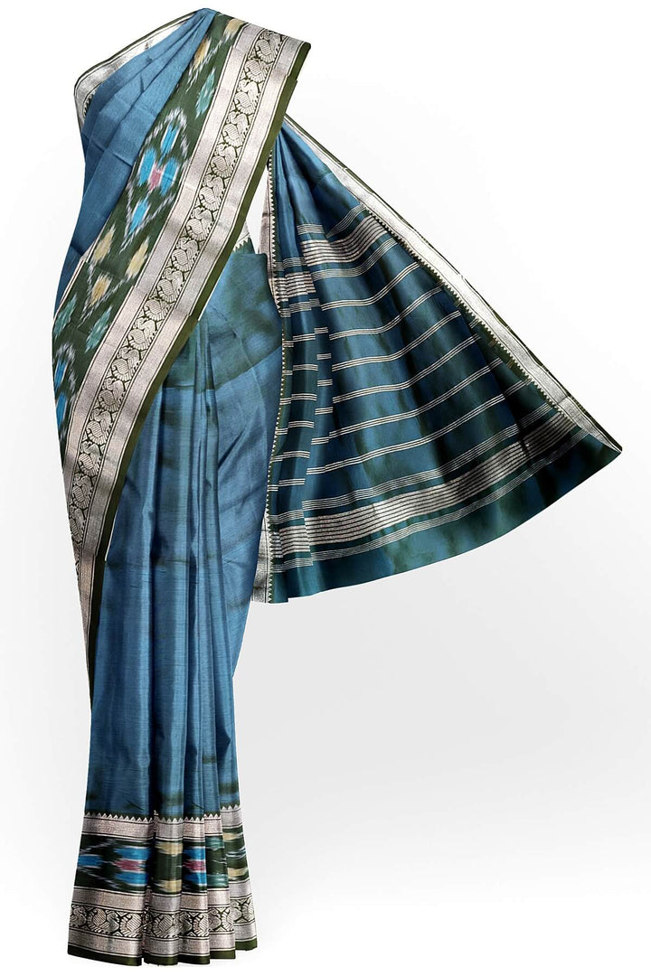 Mangalgiri silk cotton saree in peacock  blue
