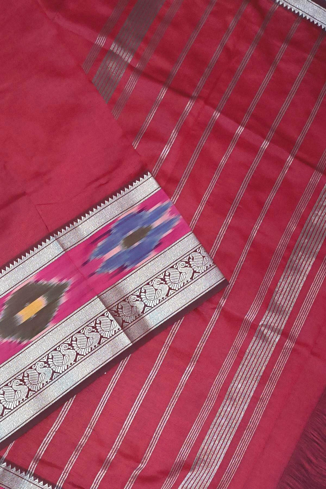 Mangalgiri silk cotton saree in maroon