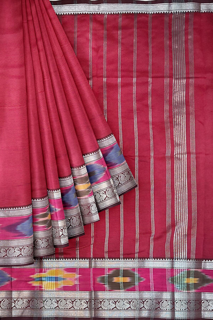 Mangalgiri silk cotton saree in maroon