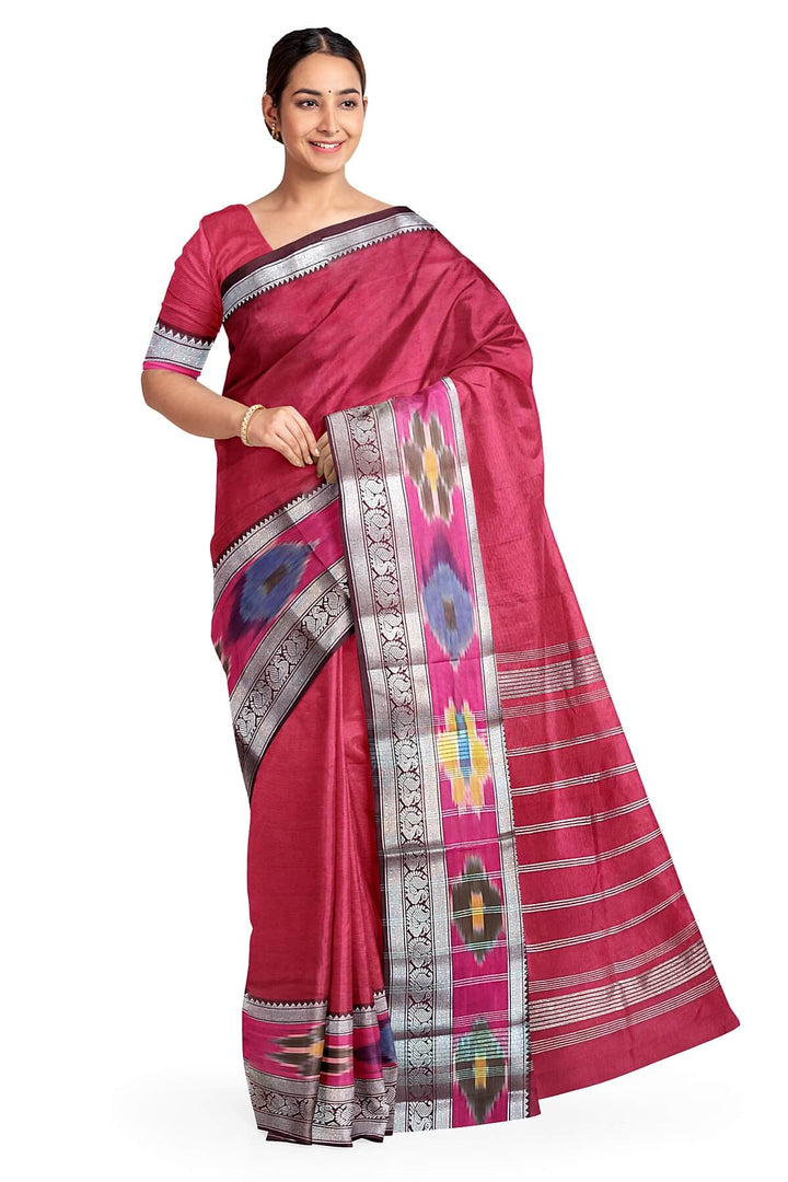 Mangalgiri silk cotton saree in maroon