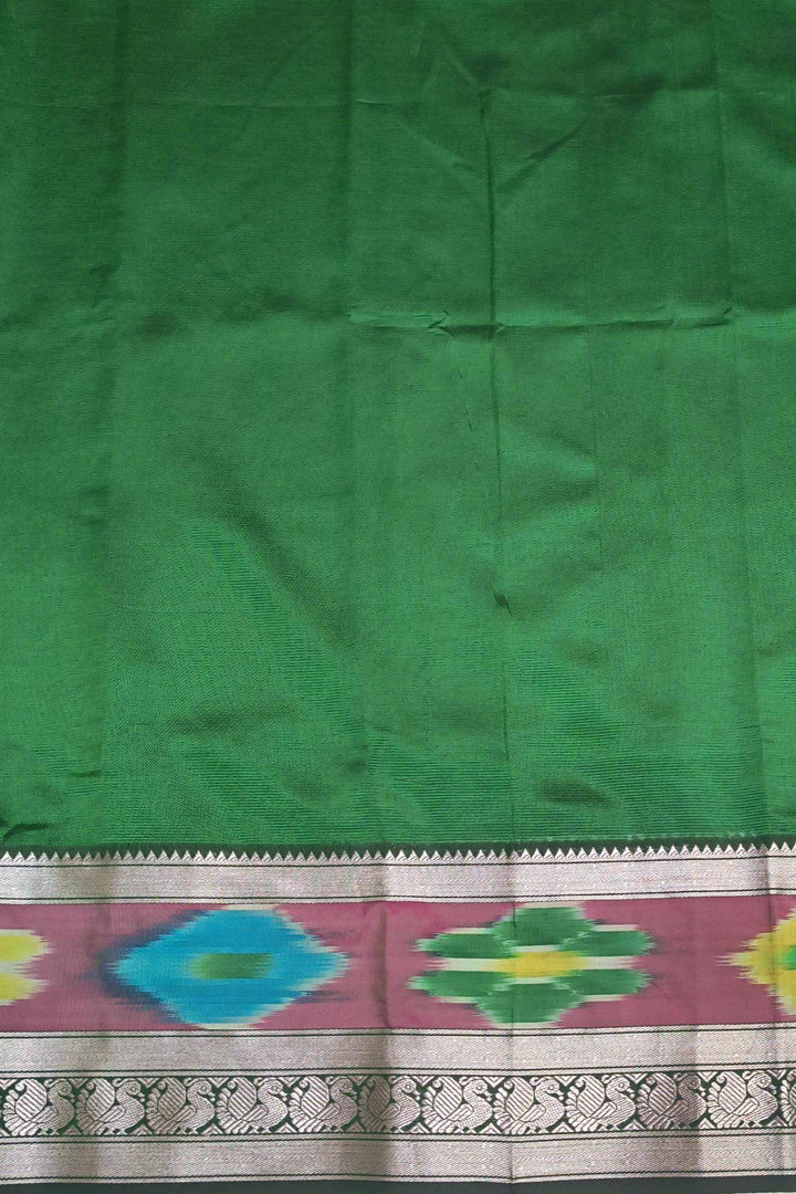 Mangalgiri silk cotton saree in dark green