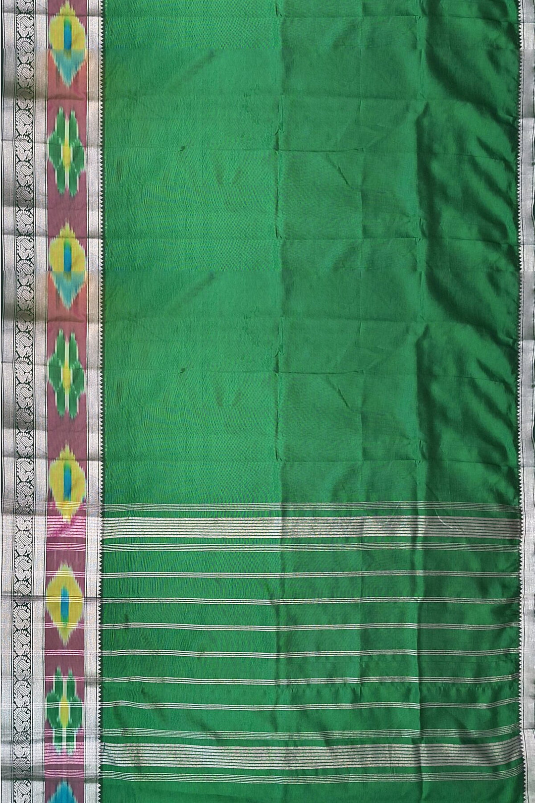Mangalgiri silk cotton saree in dark green
