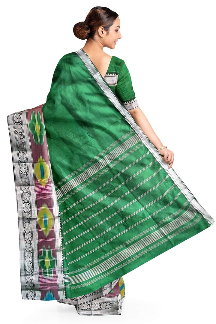 Mangalgiri silk cotton saree in dark green