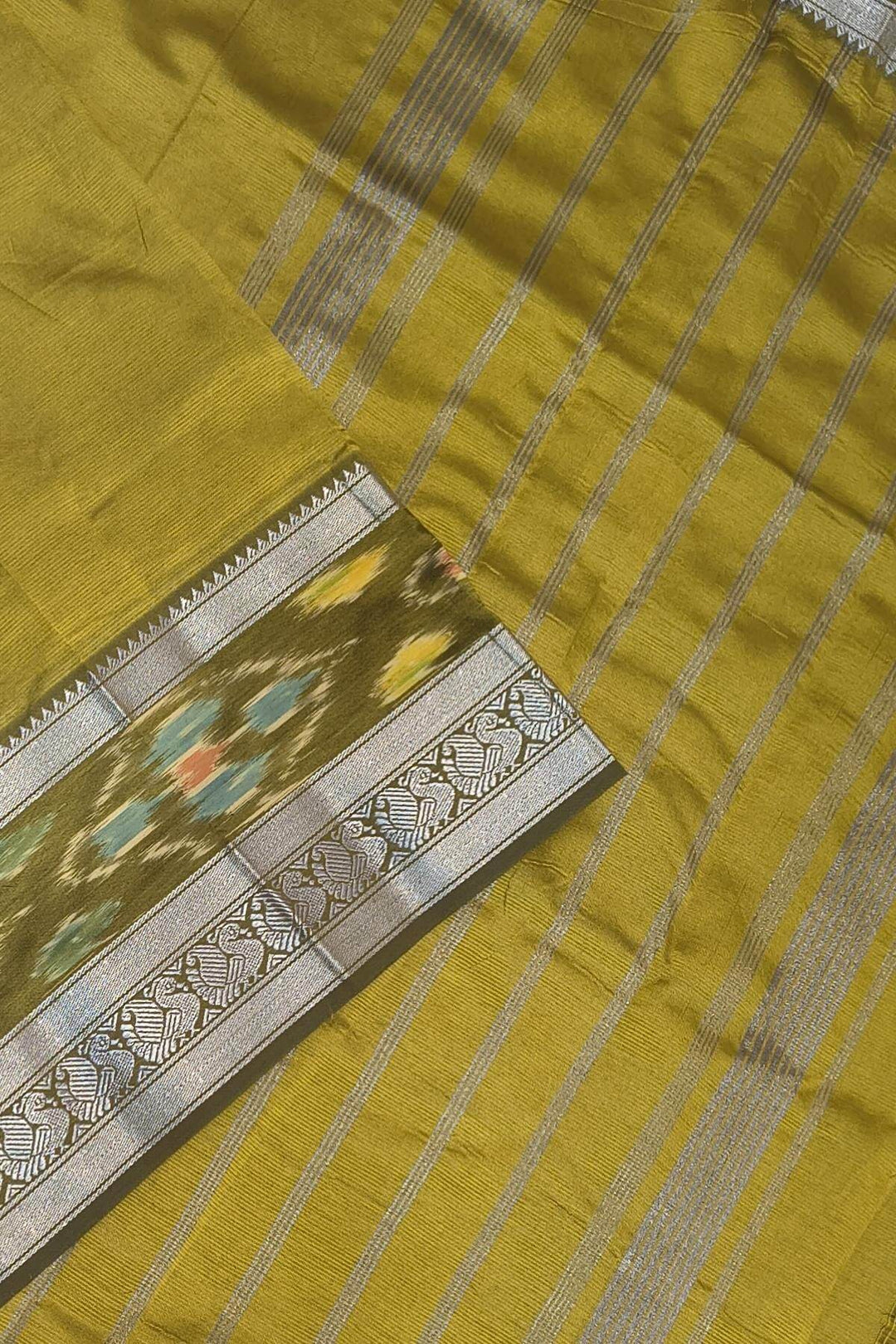 Mangalgiri silk cotton saree in mehndi green